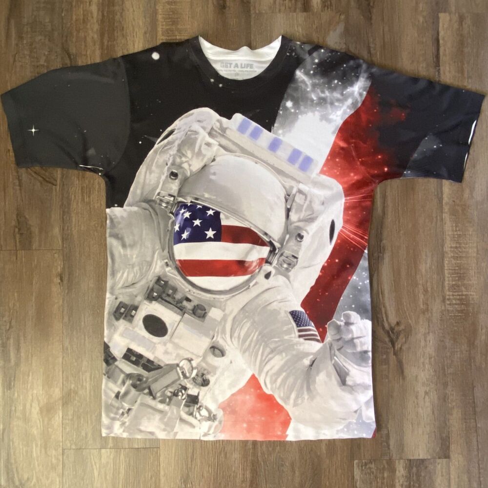 American Astronaut 100% Polyester Men's Medium Get A Life Short Sleeve T-Shirt
